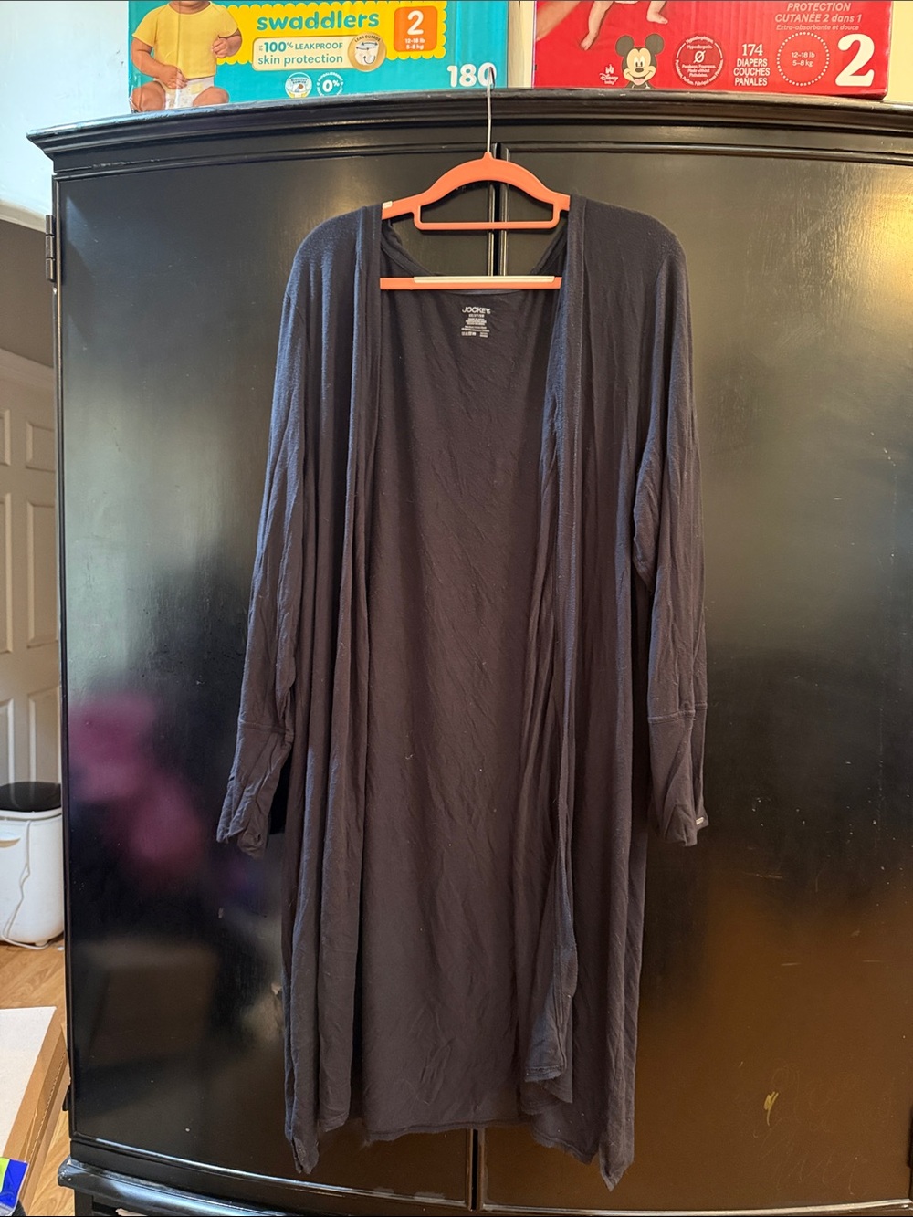 Jockey Black Long Open-Front Cardigan